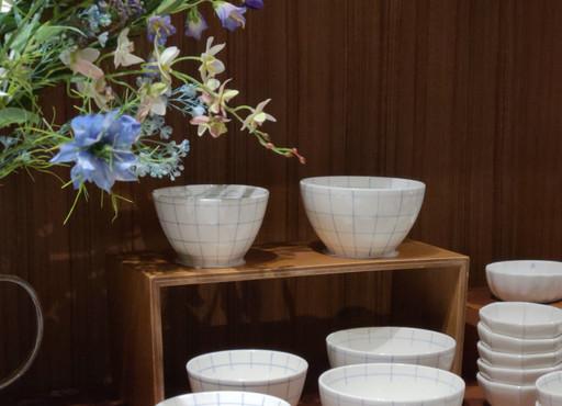 맑은블루라인 그리드 밥그릇, 국그릇