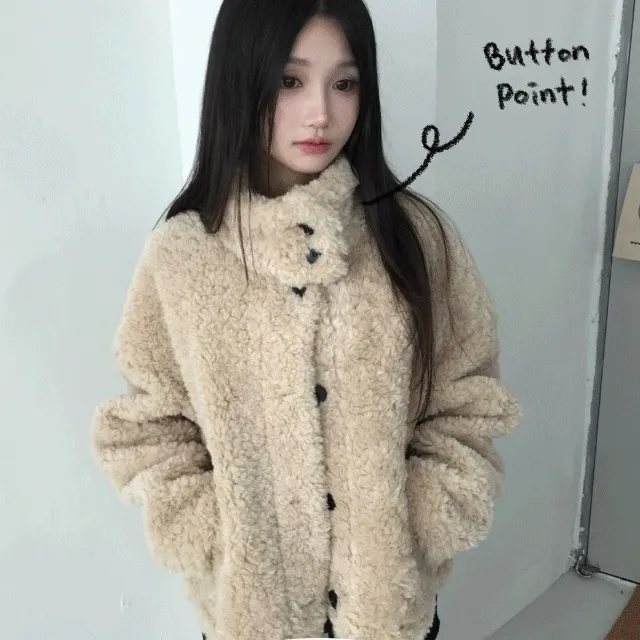 [보온성,핏 보장✨/고퀄리티🖤]터틀 하이넥 뽀글이  버튼 퍼 자켓