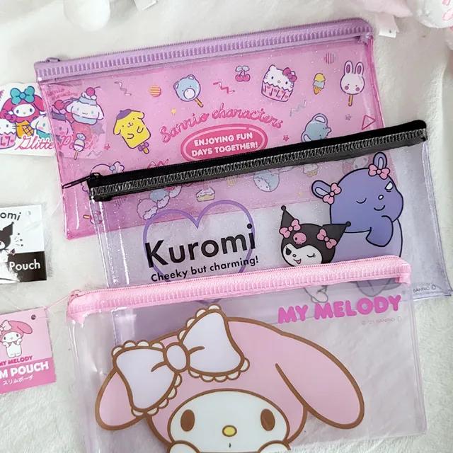 [정품]1+1할인 산리오 쿠로미 마이멜로디 캐릭터 펜슬 화장품 심플 파우치 투명 필통