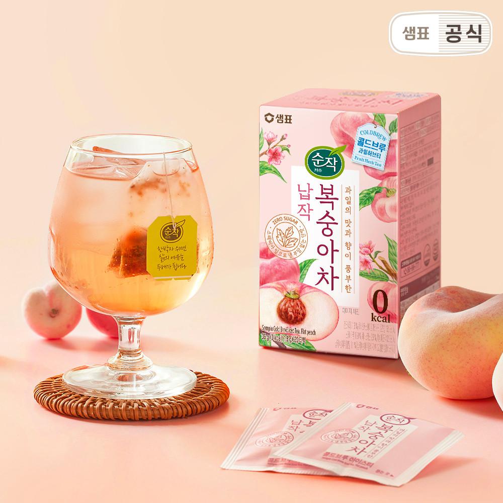 순작 납작복숭아차 과일허브티 티백 20T / 납작복숭아 아이스티 과일차 스테비아 제로칼로리 [원산지:상세설명에 표시]