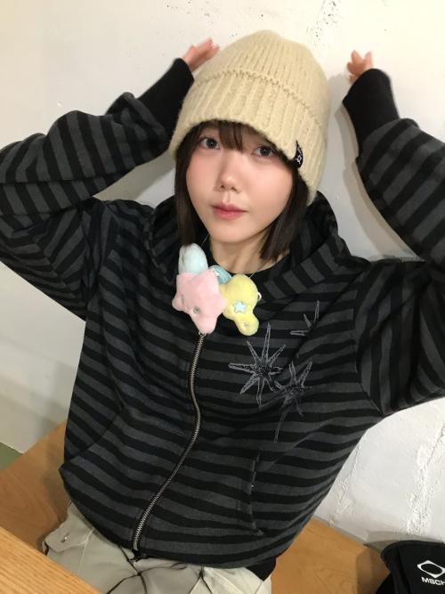 언타이틀 스테리나잇 스트라이프 후드집업 블랙