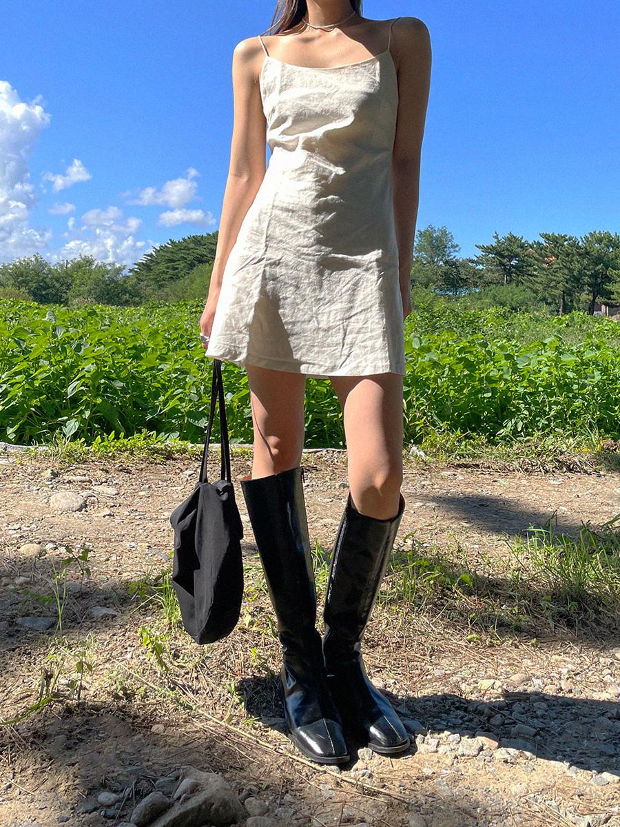 Slip Mini Dress ( Ivory / Black )