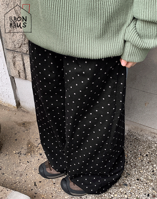 [3일간 new 5% sale] [BAONHAUS] 비비 도트 와이드 밴딩 조거 팬츠