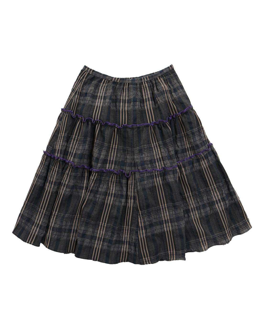 SHIRRING MIDI CHECK SKIRT [BLACK] _5/19 예약 발송