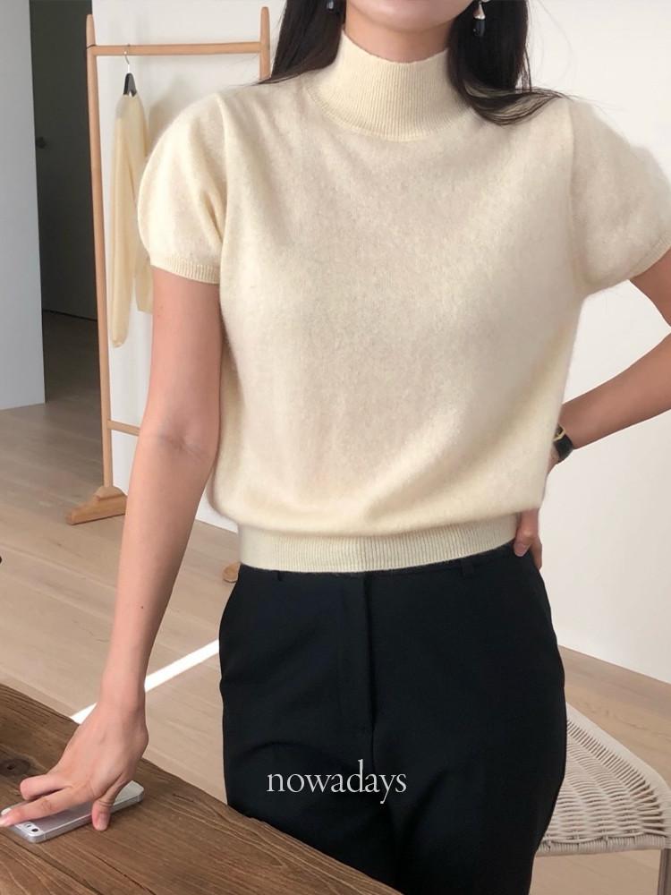 founders 파운더스 파예트 터틀 탑 캐시미어 울 반팔 폴라 니트 (5col)