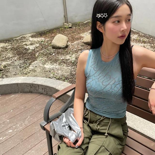 빈티지 스카이 큐빅 나시