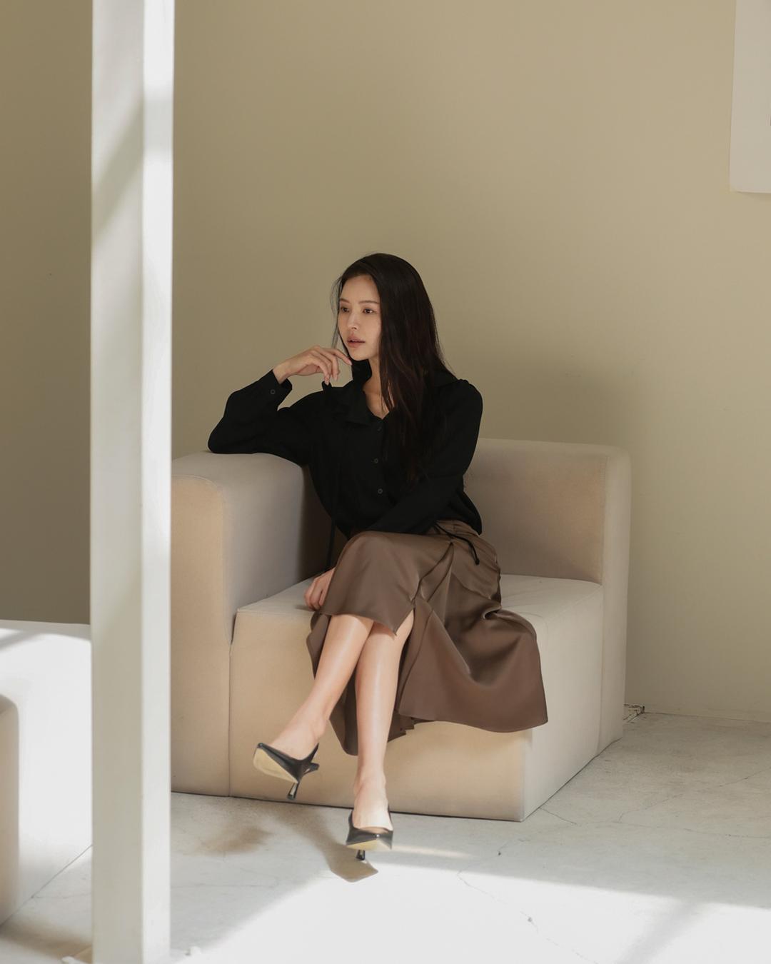 핀턱 새틴 스커트 M254