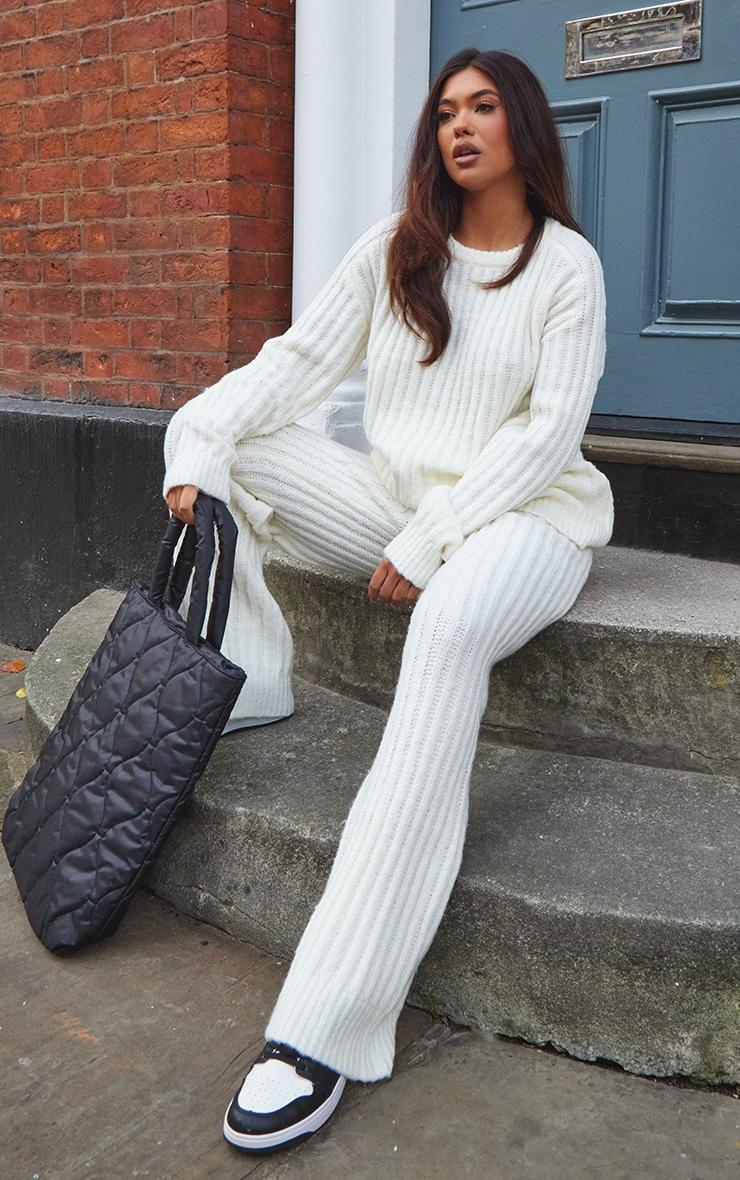 Cream Chunky Ribbed Knitted Set | Knitwear