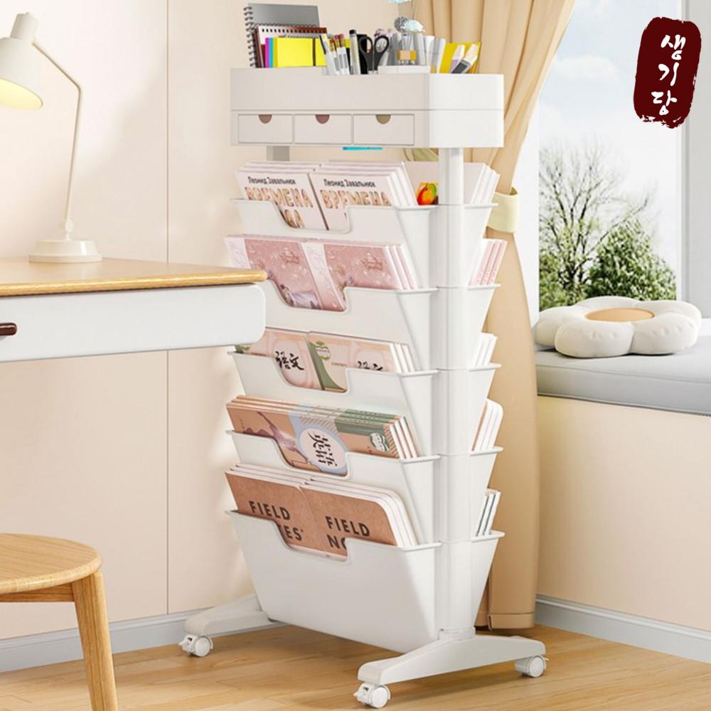 북트롤리 북카트 이동식 책꽂이 5단 학습 책트롤리 선반