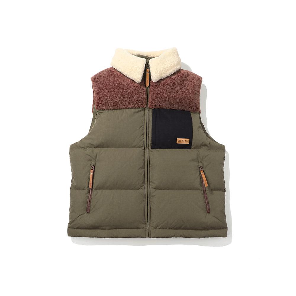 브라우니 컬러블록 다운 베스트 KHAKI