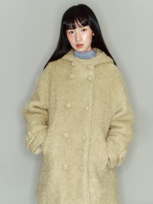 부클 후드 코트_올리브