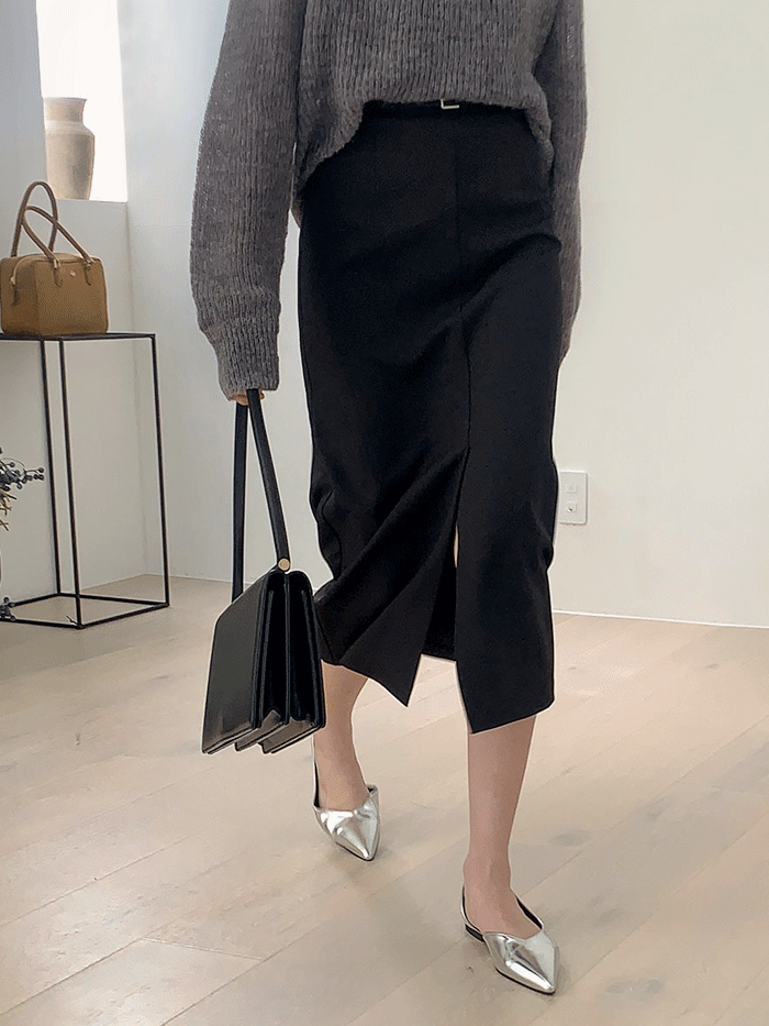 마리즈 벨트세트 H라인  슬릿 하객 롱 스커트 4color