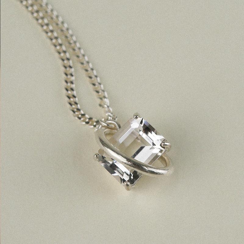 Orbit Necklace_Clear Quartz