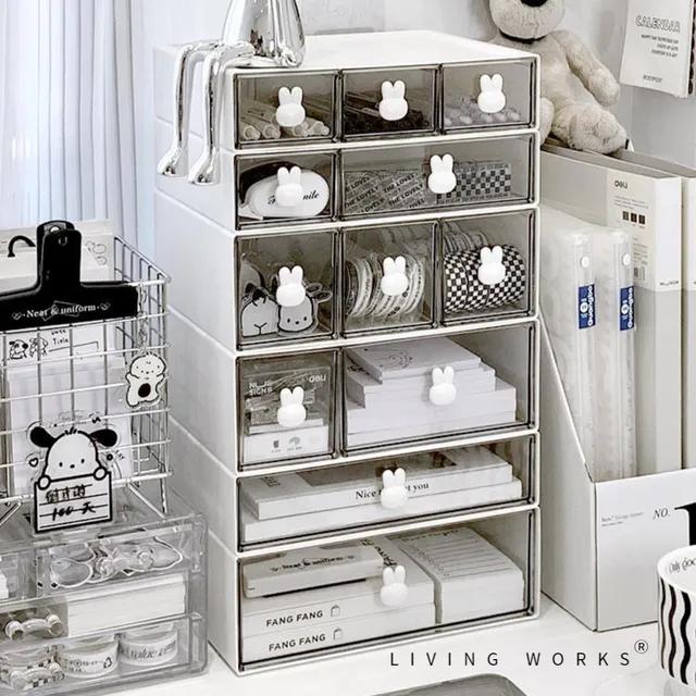 리빙웍스 대용량 분리형 토끼 화장대 테이블 서랍 서랍함 데스크정리 데스크테리어 문구 수납 필기구 정리 소품 정리함 수납함 인테리어소품 홈데코 집들이 친구 선물