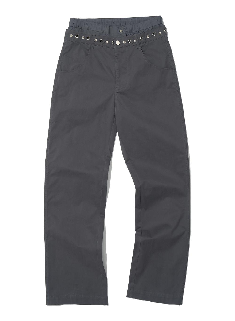 [WOMEN] 2WAY METAL POINTED DOUBLE WAIST PANTS_CHARCOAL