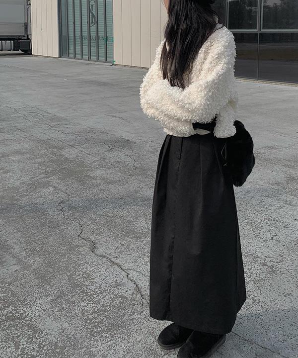 파인 핀턱 코튼 롱 스커트