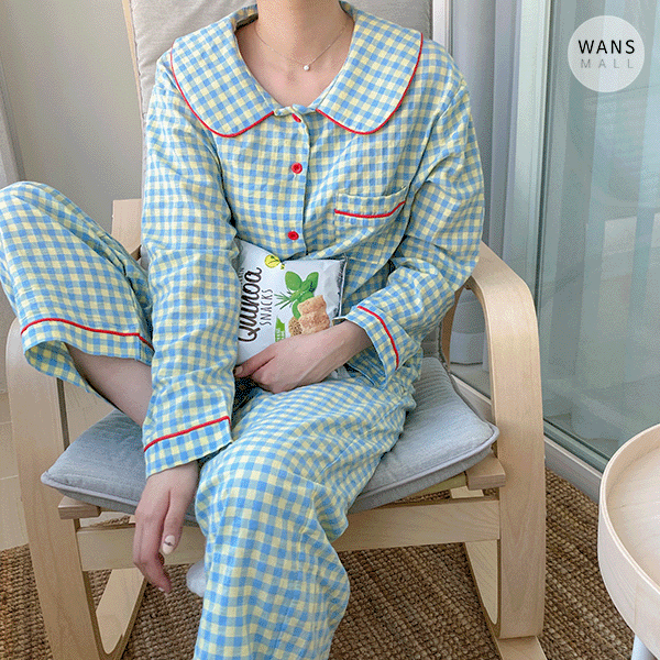 허밍 체크 파자마 세트 - ho2794
