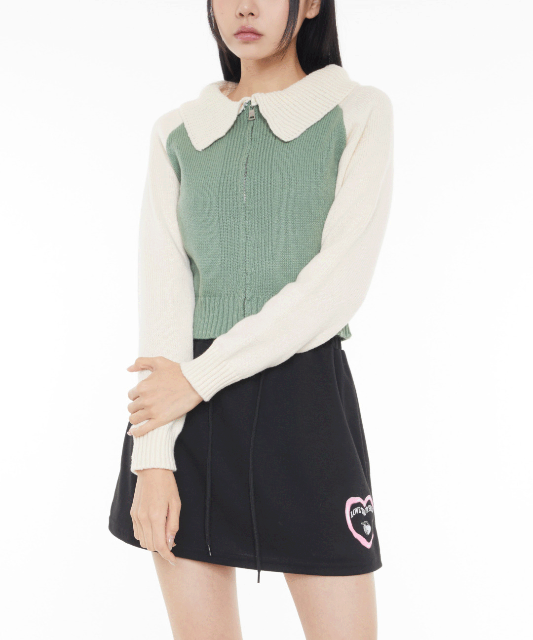 Combi knit in green
