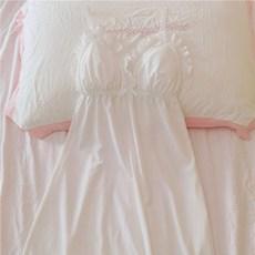 야오야오 유키 우유촉감 캡내장 슬립 파자마 원피스 (화이트 핑크 2가지 색상)