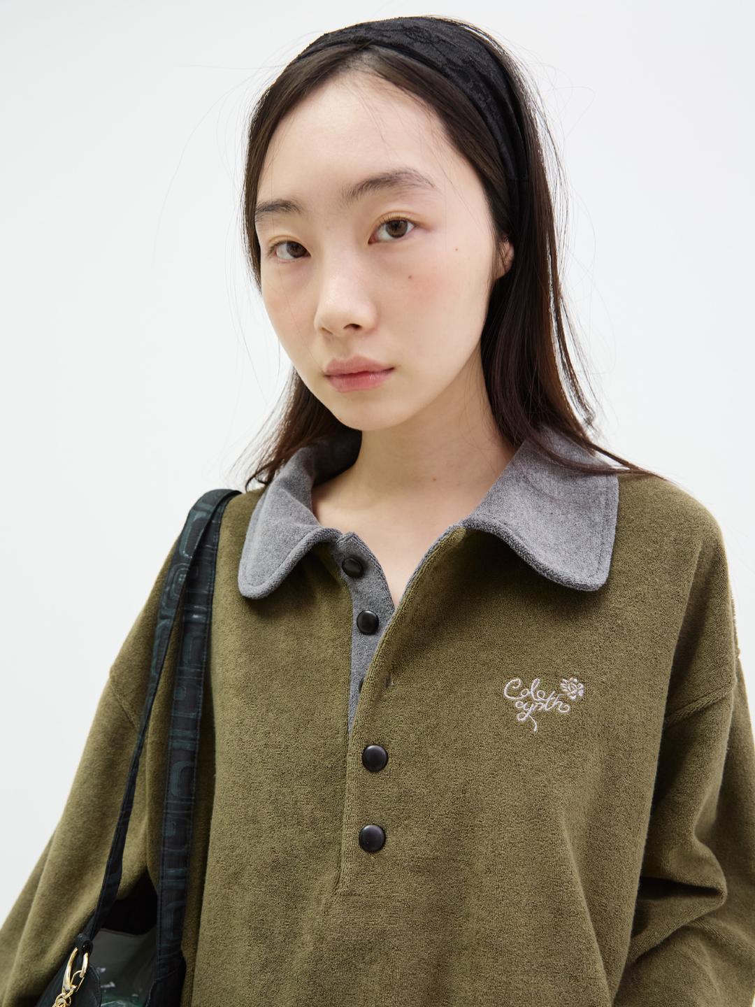 TULIP COLLAR OVERSIZED SHIRTS KHAKI