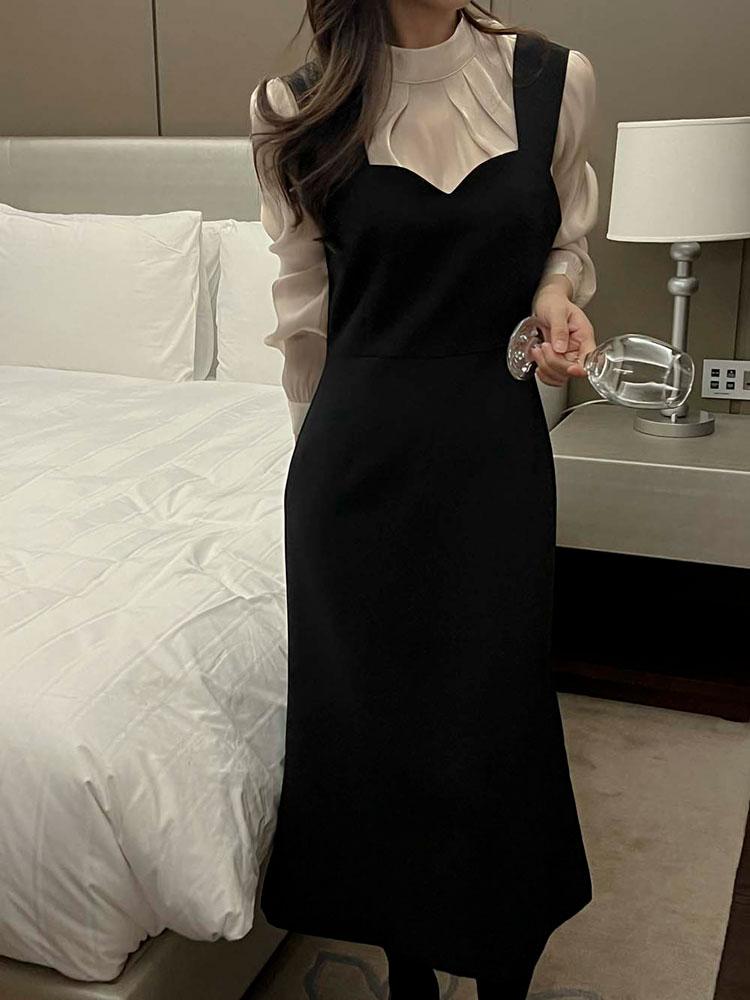 무배 로드 키작녀 하트넥 머메이드 뷔스티에 원피스