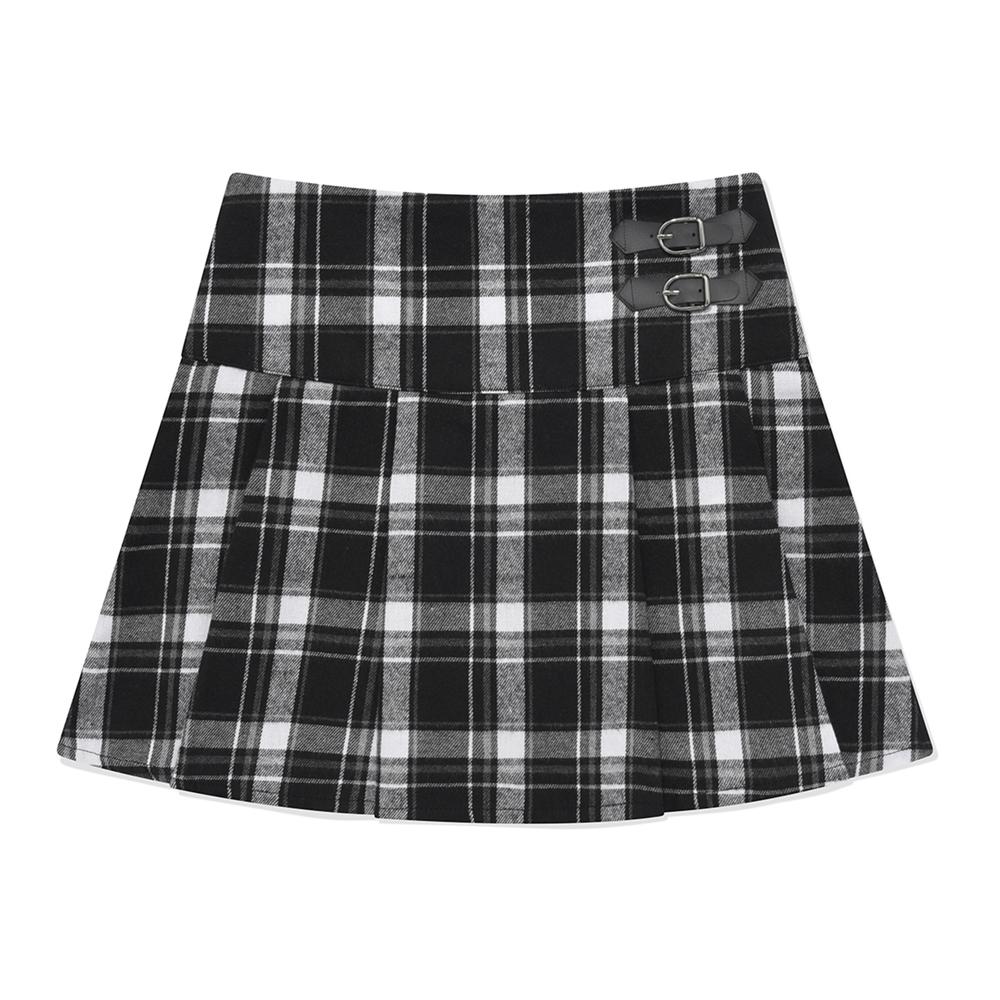 MF MURPHY BUCKLE CHECK SKIRT-BLACK