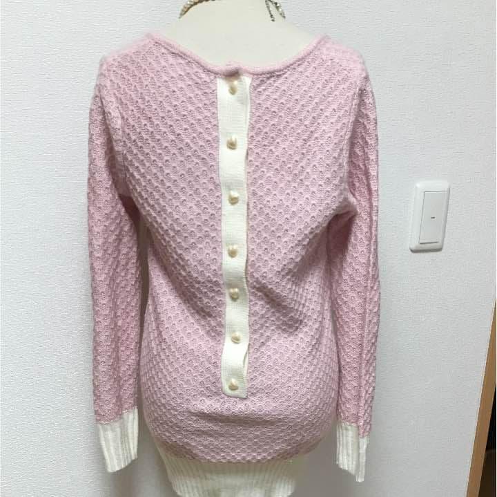 ハート釦  ピンク  ニットワンピ