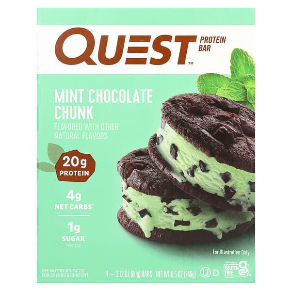 Quest Nutrition, 프로틴바, 민트 초콜릿 청크, 바 4개, 개당 60g(2.12oz)