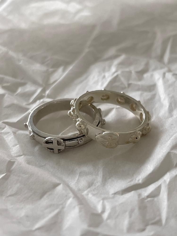 실버 하트 묵주 반지 ( 고정형 ) 92.5 silver : 천주교 종교  우정 반지 링