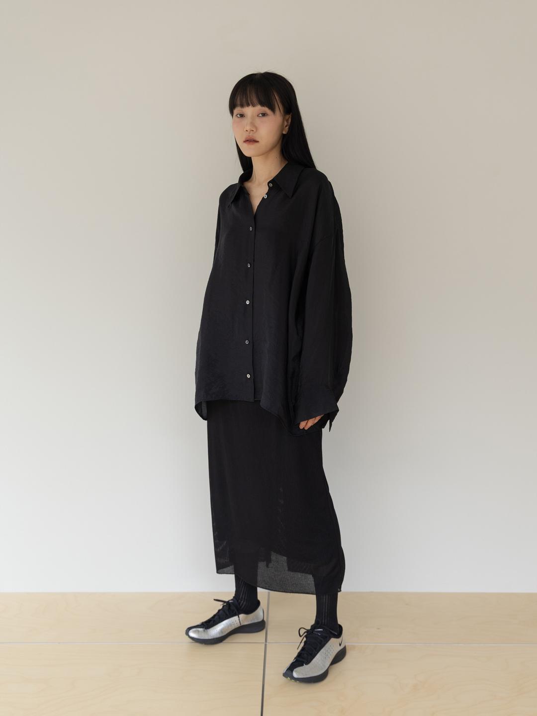 레이어드 밴딩 스커트 - 블랙