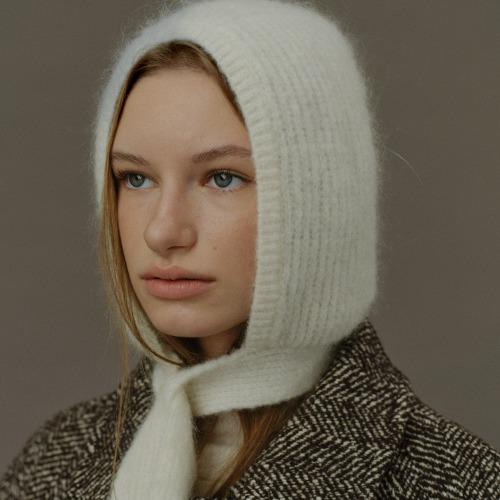 Mohair wool balaclava_ivory