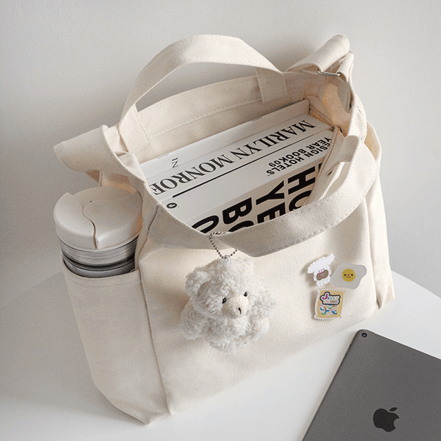 당일배송 사이드 포켓 에코 캔버스백