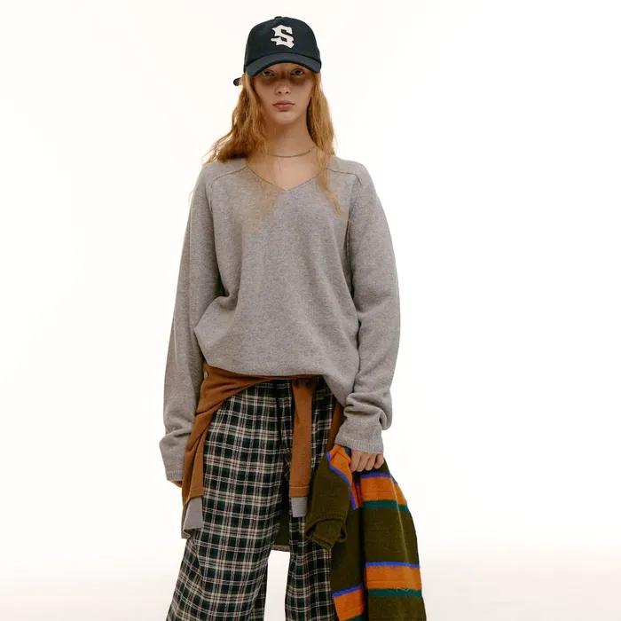 (UNISEX) 소프트 터치 울 브이넥 스웨터  그레이 (MS5951B023)