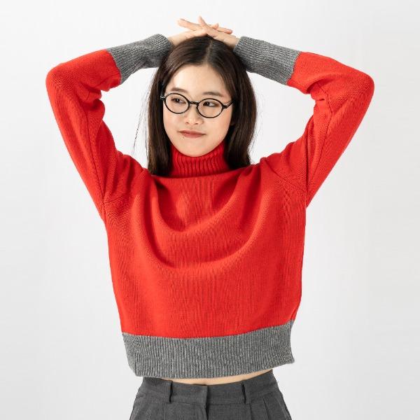 컬러 블럭 터틀넥 (3컬러)