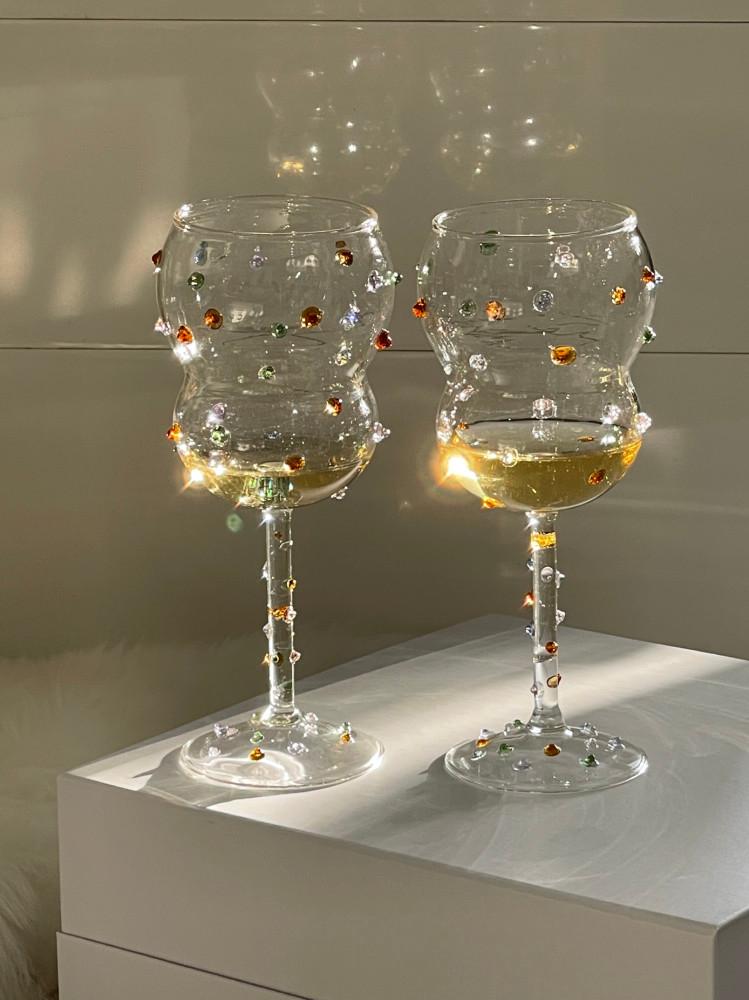 헤이유드 크리스마스 주얼리 고블렛 핸드메이드 와인잔 투명 내열유리 300ml