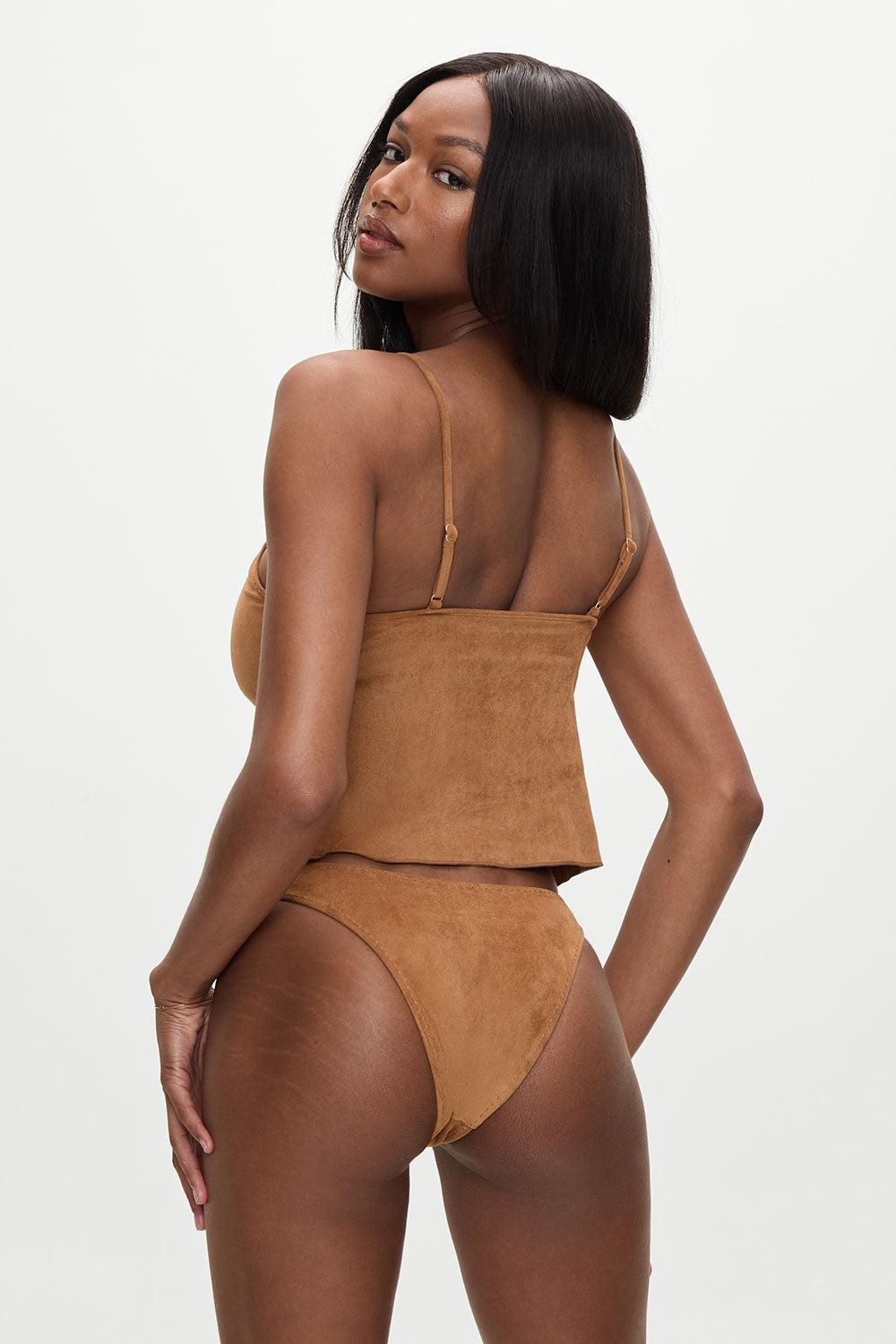 x BELLA HADID Dove Suede Bikini Bottom - Sunkissed Suede - Sunkissed Suede / XS