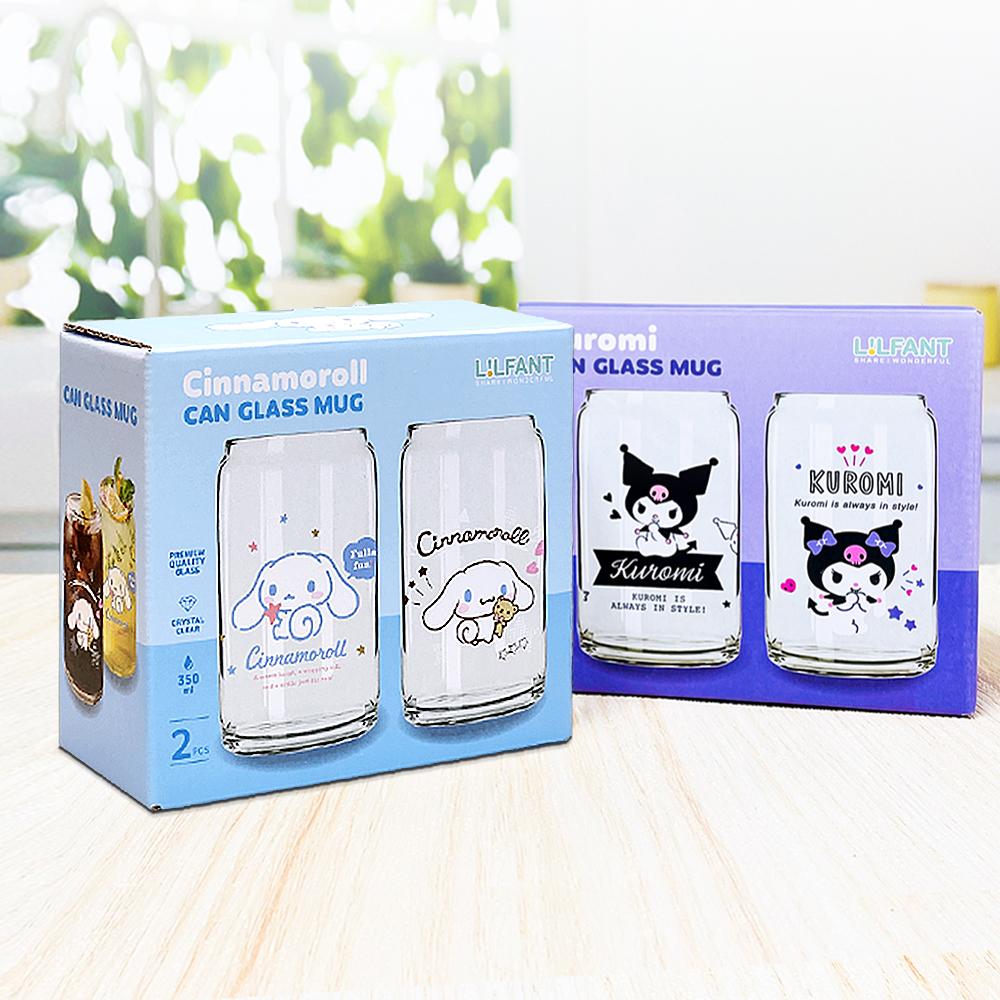 [정품] 산리오 시나모롤 쿠로미 350ml 캔글라스 유리컵 2p 세트