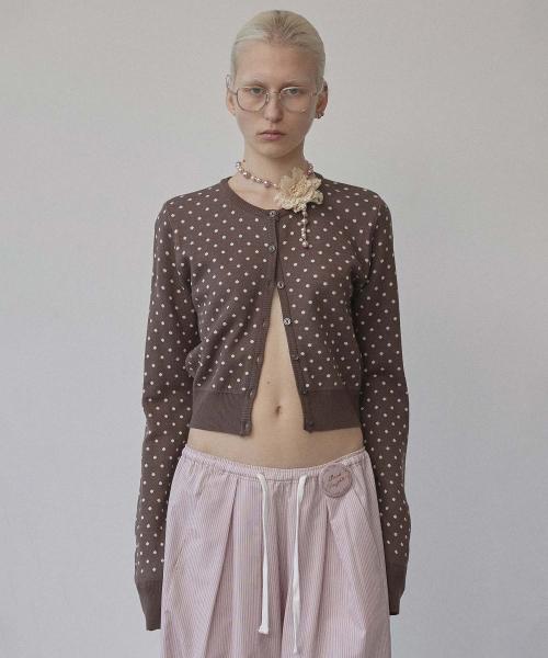 스컬프터(SCULPTOR)  Polka Dot Cardigan Brown/Baby Pink - 사이즈 & 후기 | 무신사