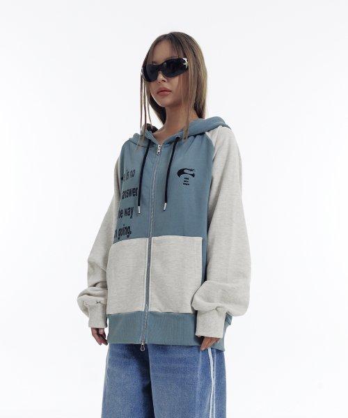 24 투웨이 배색 피그먼트 후드집업 논기모 다크민트