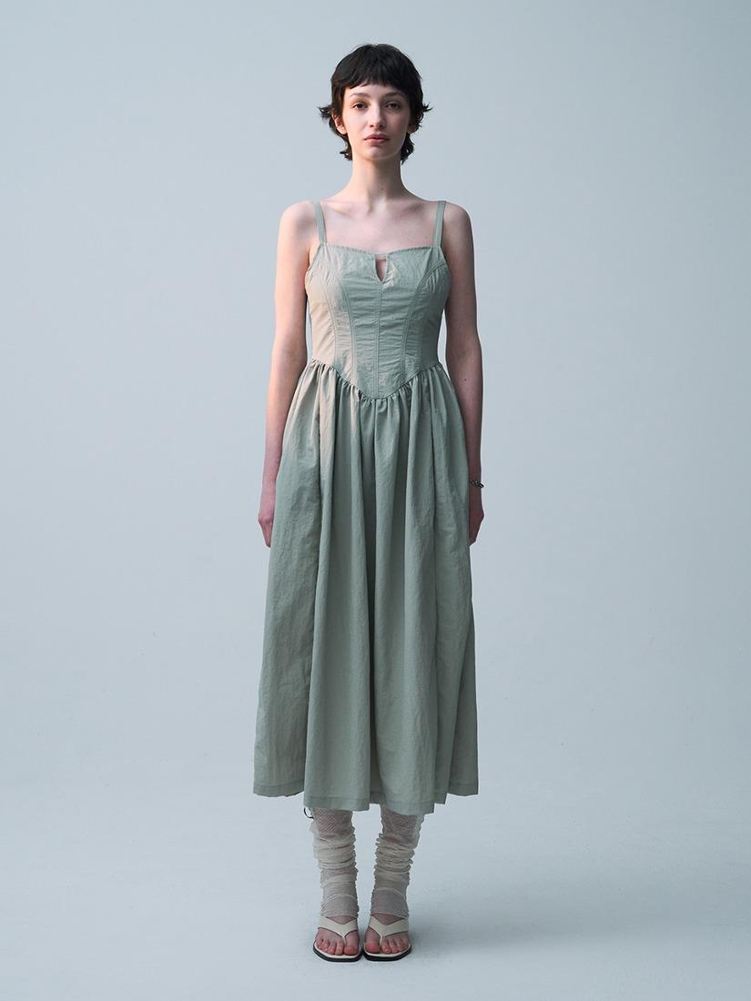 나일론 코르셋 원피스_라이트카키