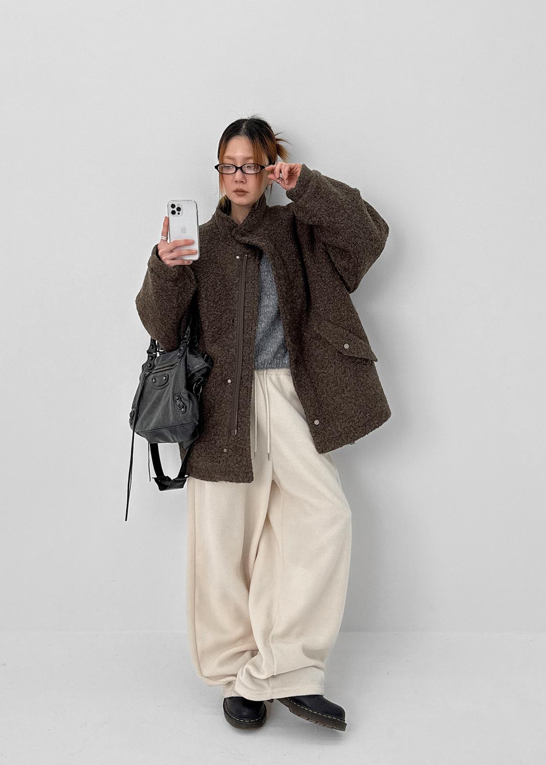 블랙업 롬토닛 오버핏 부클 누빔점퍼 (2온스)