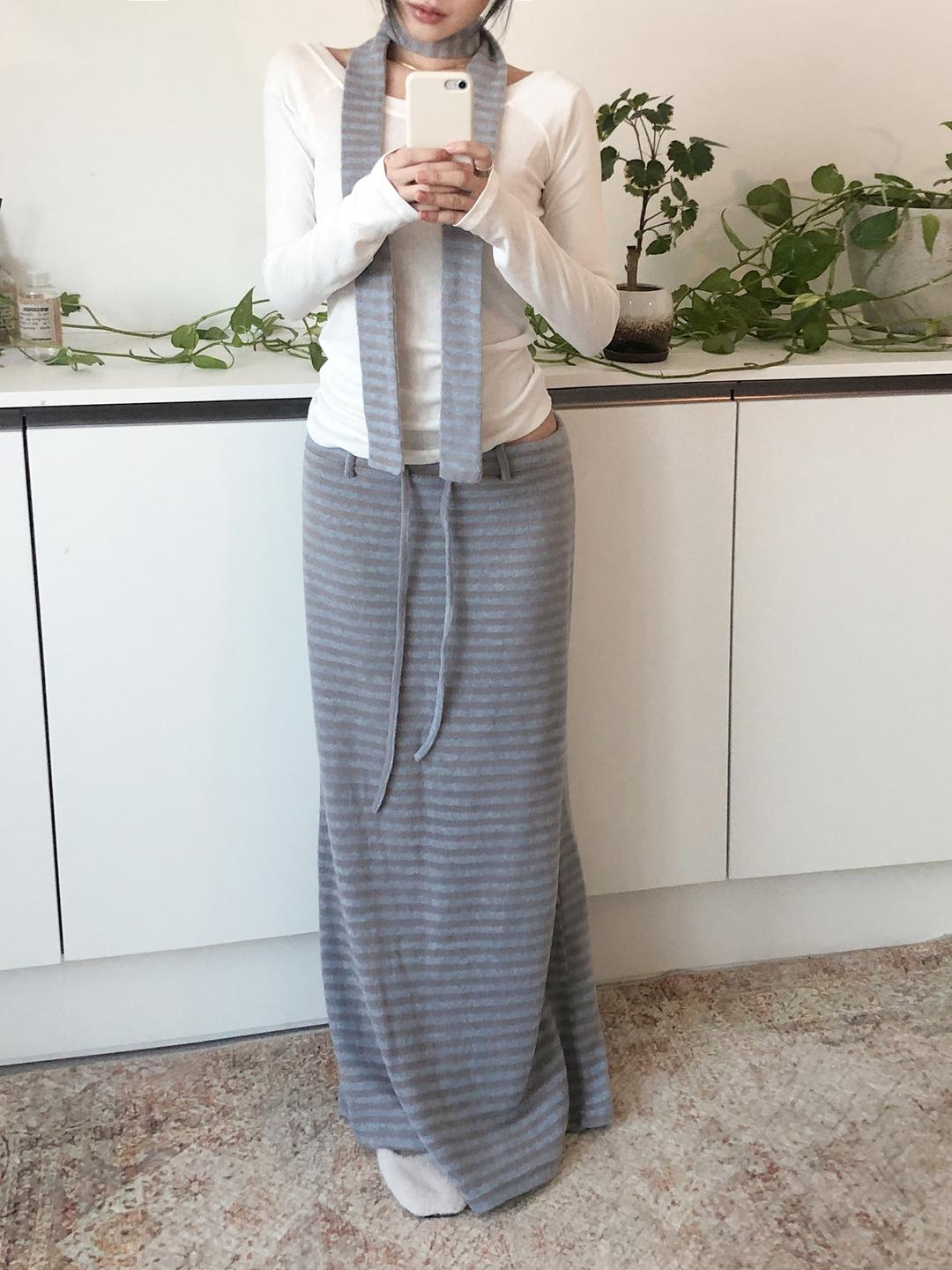 Candy Fleece Stripe Skirt (3color)