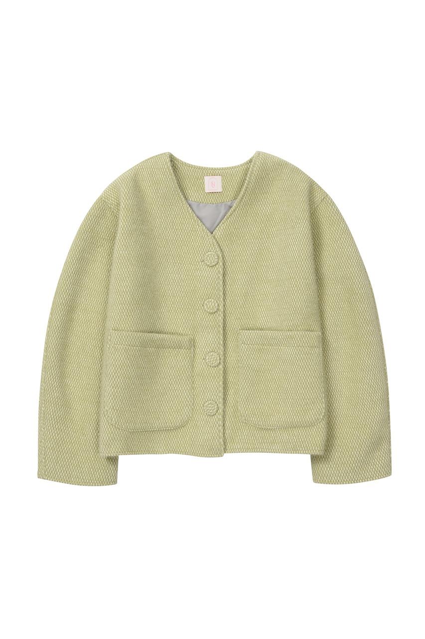 LEHAUL TWEED WOOL CROP JACKET (OLIVE)