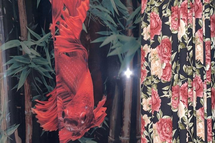 홍콩 빈티지 감성 붉은베타 패브릭 포스터(쉬폰,새틴)