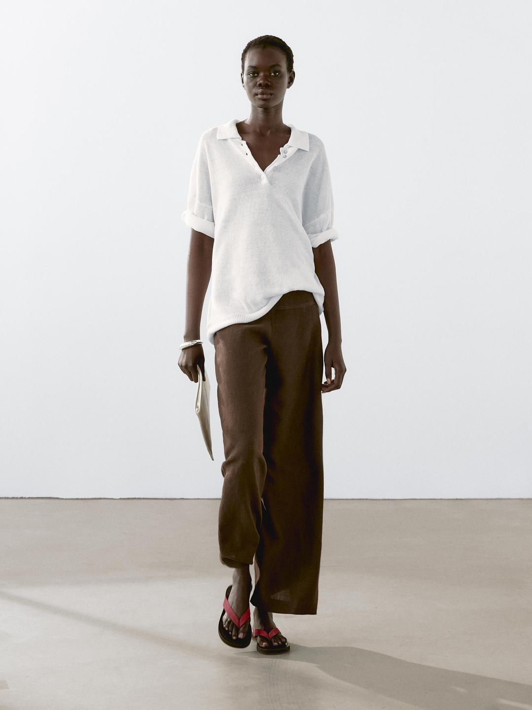 오버사이즈 니트 스웨터 폴로 칼라