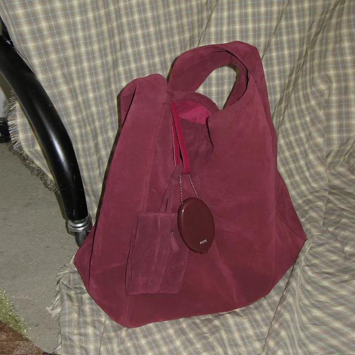 0007 Layered Pouch Hobo Bag_Suede Plum