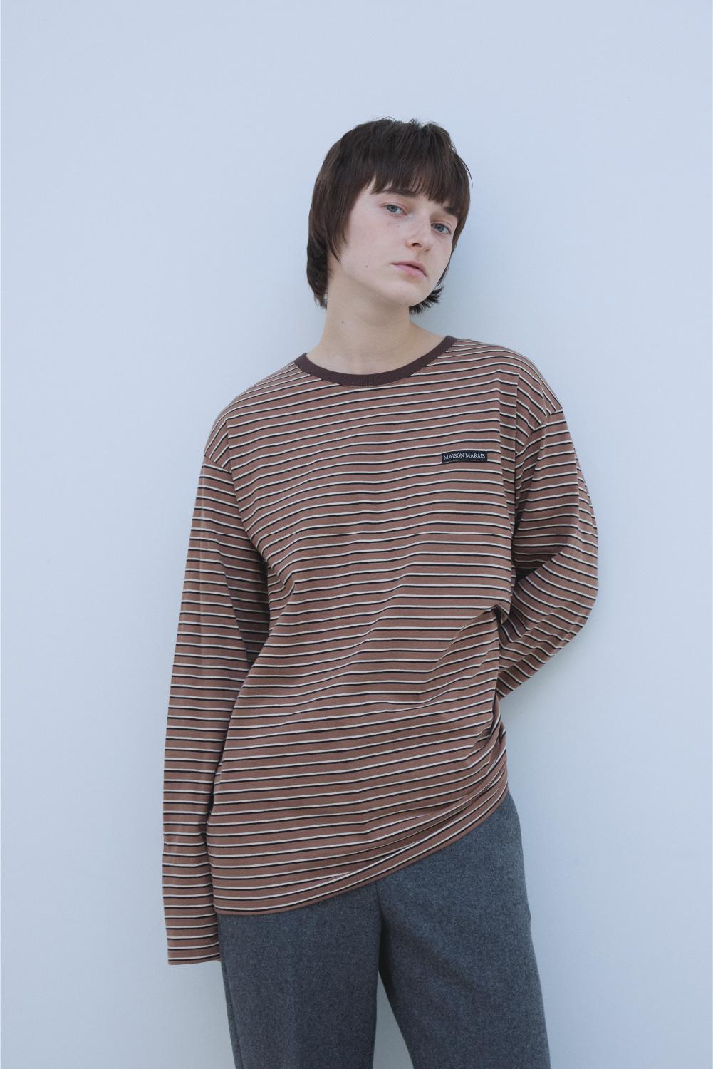 Multi Striped Long Sleeve T-shirt, Brown