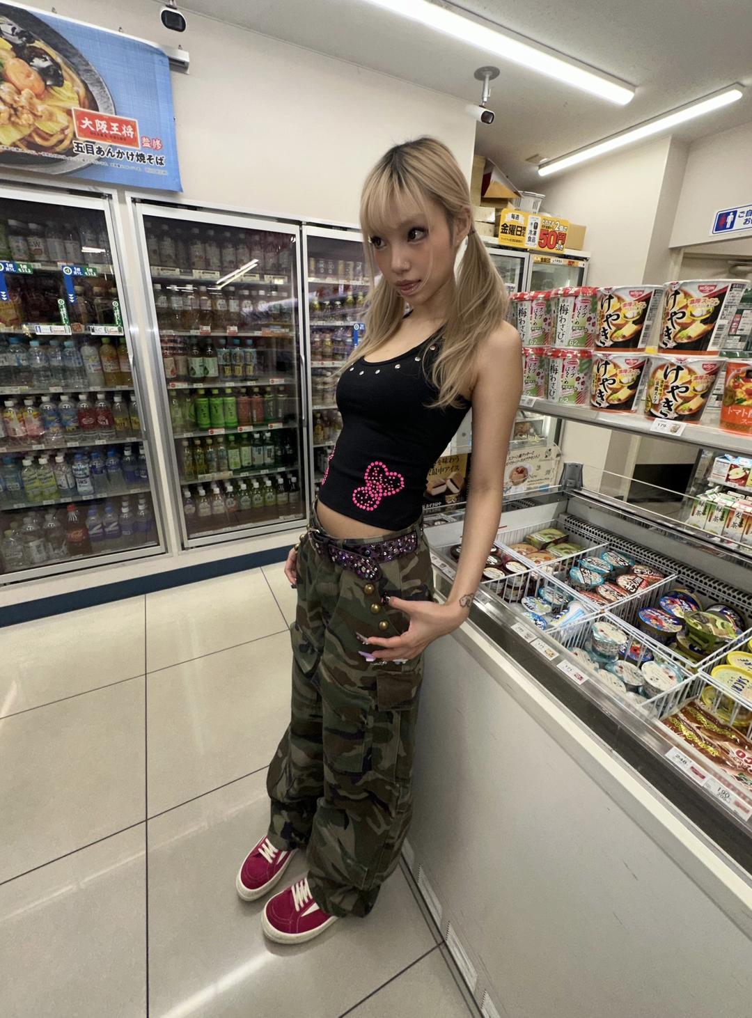 Srrybabe Retro Camouflage Overalls Loose Casual Pants