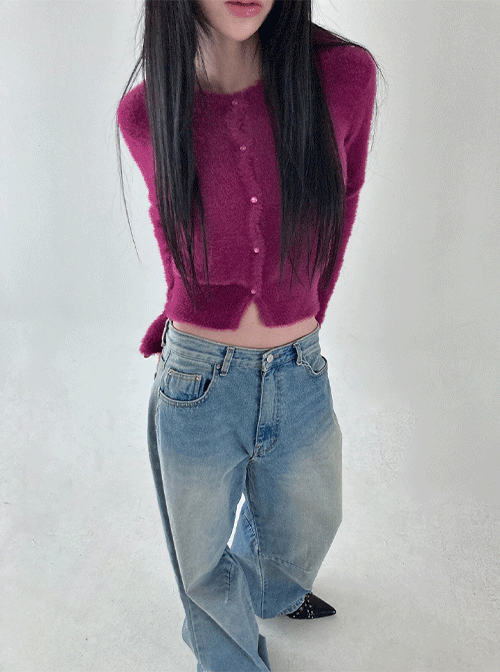 느웬 레빗 퍼 가디건 (4color) (가을가디건/크롭가디건/니트가디건)