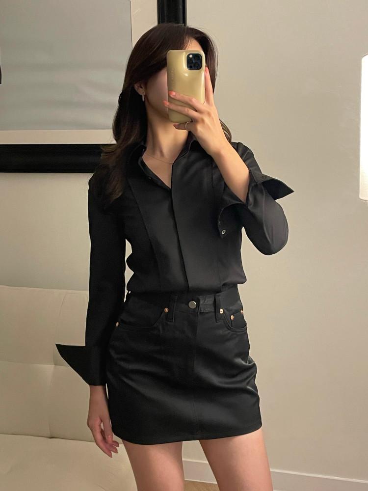 [익일출고] 클래식 히든셔츠 여성블라우스 비즈니스캐주얼 와이셔츠